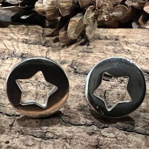 Mexico 925 Sterling Silver Stars Earrings Punch in Studs Cut Outs Dainty 0.5”